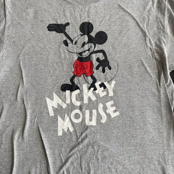 Vintage Disney Gray Mickey Mouse Graphic T-Shirt Short Sleeve Cotton Blend Unise - Picture 2 of 4